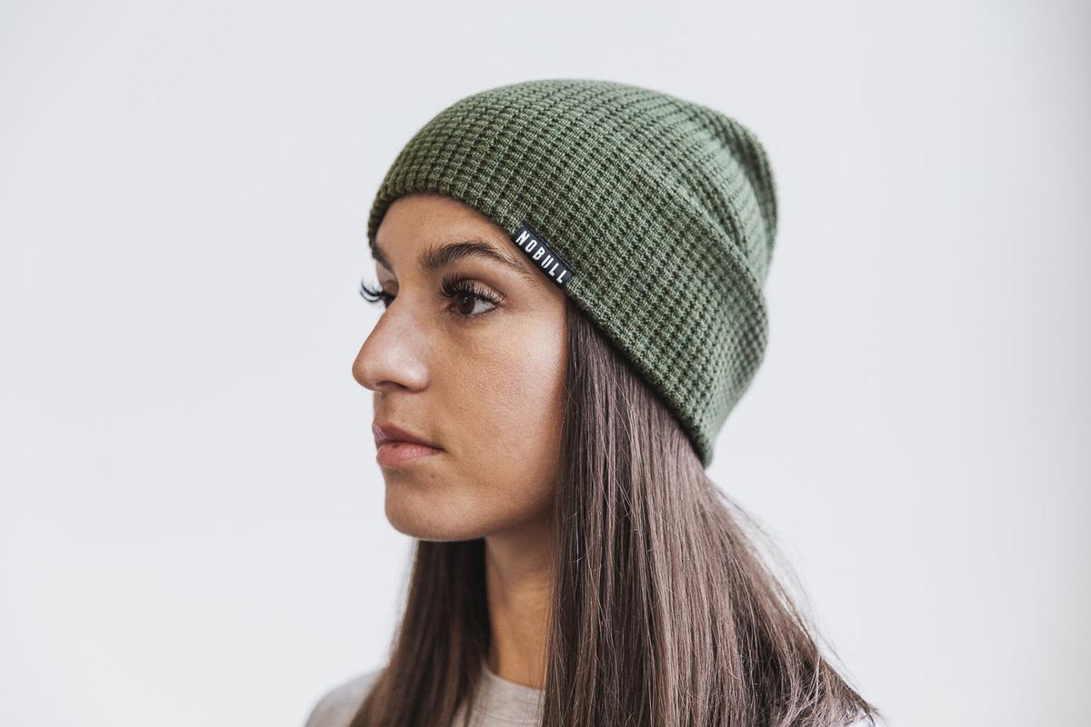 Nobull Waffle Women's Beanie Olive | Australia (TQ9713)